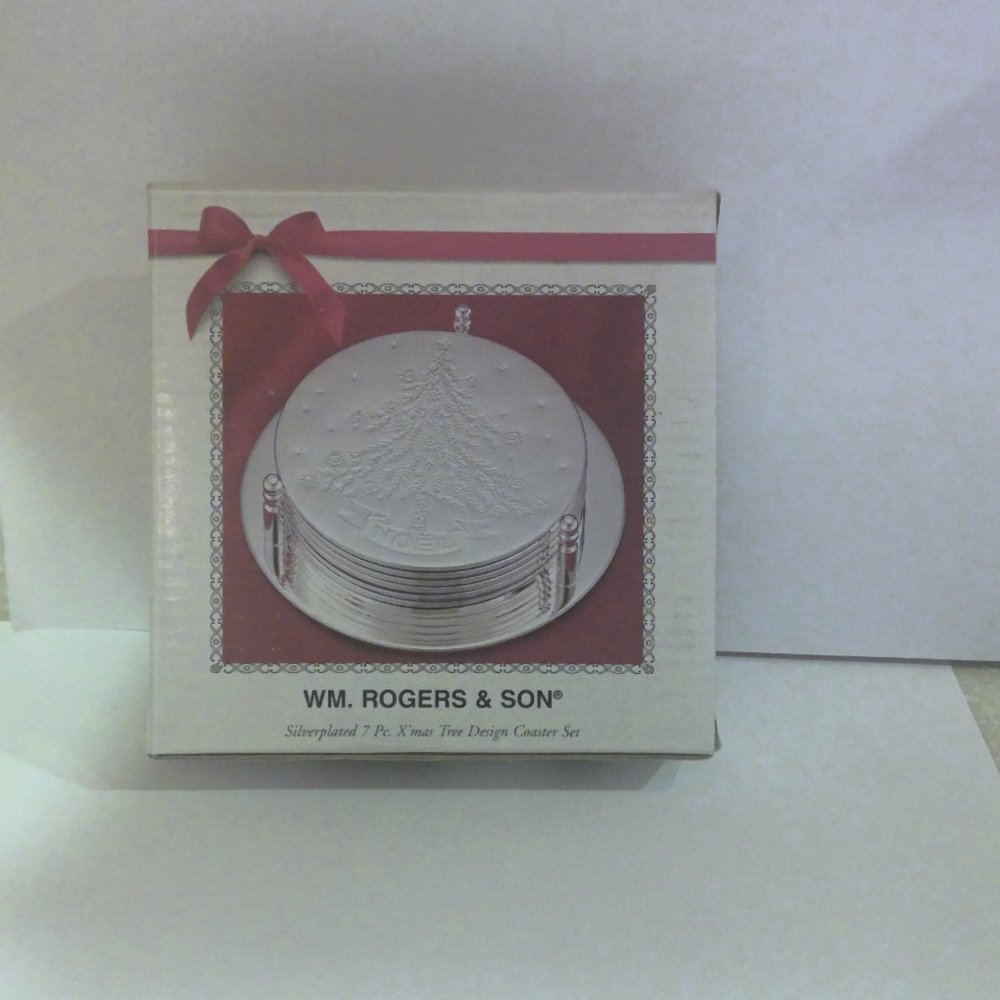 WM ROGERS & SON SILVERPLATED XMAS COASTER SET